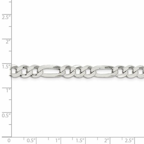 Men's 7mm Sterling Silver Solid Flat Figaro Chain Necklace, 24 Inch - Picture 5 of 8
